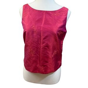 Ann Taylor Silk Embroidered Sleeveless‎ Top Pink Women's Size 4